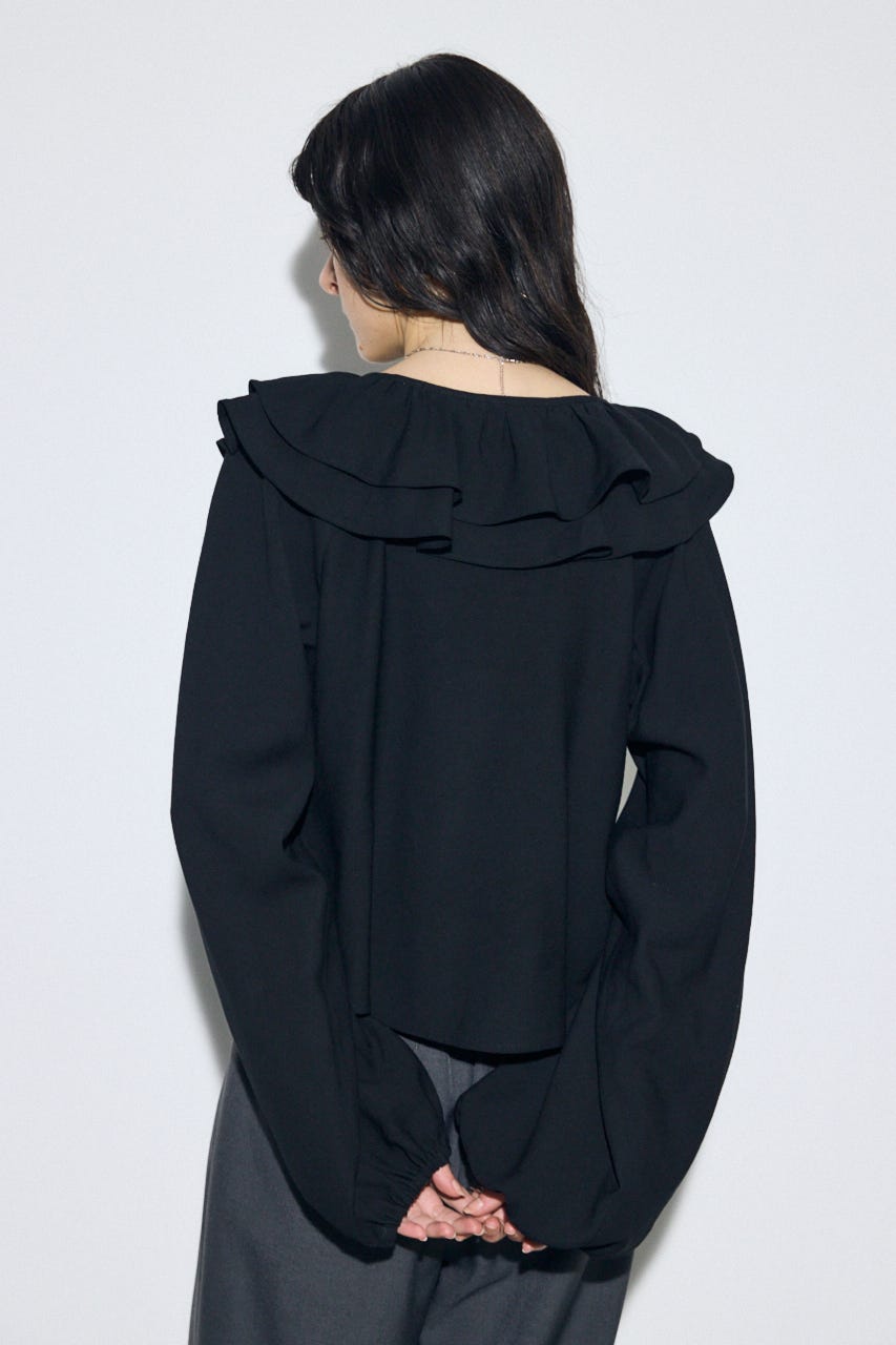 【SS先行アイテム】ラッフルロングスリーブブラウス BLK FREE