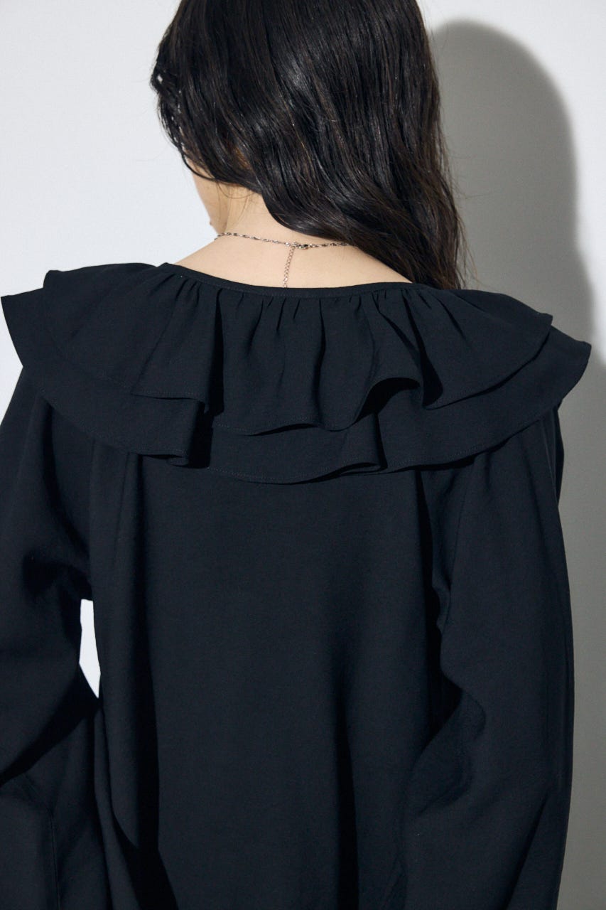 【SS先行アイテム】ラッフルロングスリーブブラウス BLK FREE