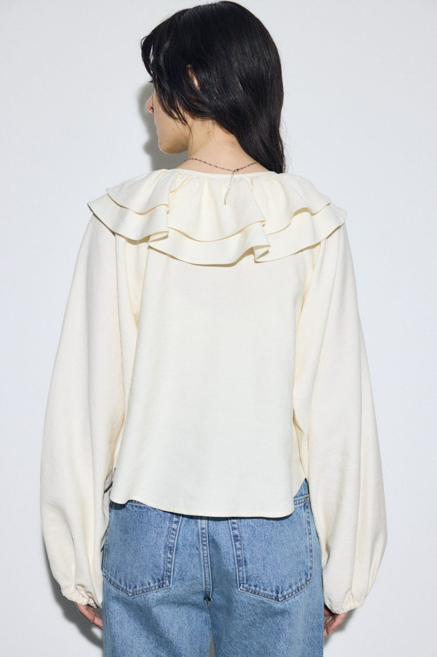 【SS先行アイテム】ラッフルロングスリーブブラウス IVOY FREE