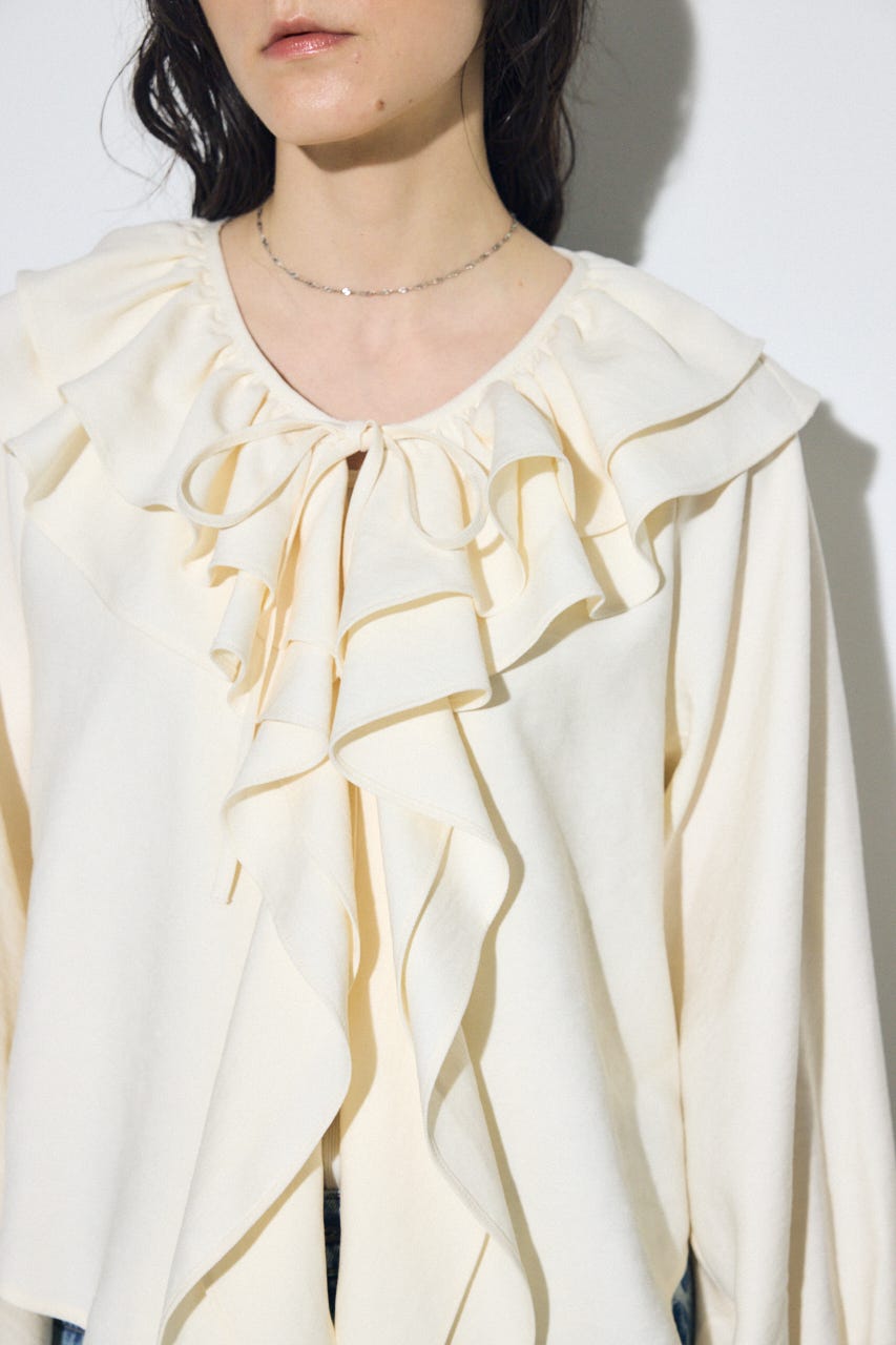 【SS先行アイテム】ラッフルロングスリーブブラウス IVOY FREE