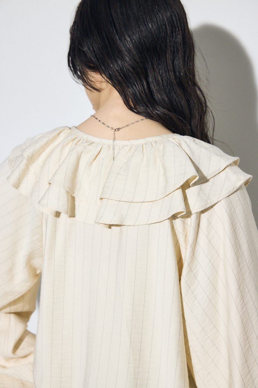 【SS先行アイテム】ラッフルロングスリーブブラウス Stripe FREE