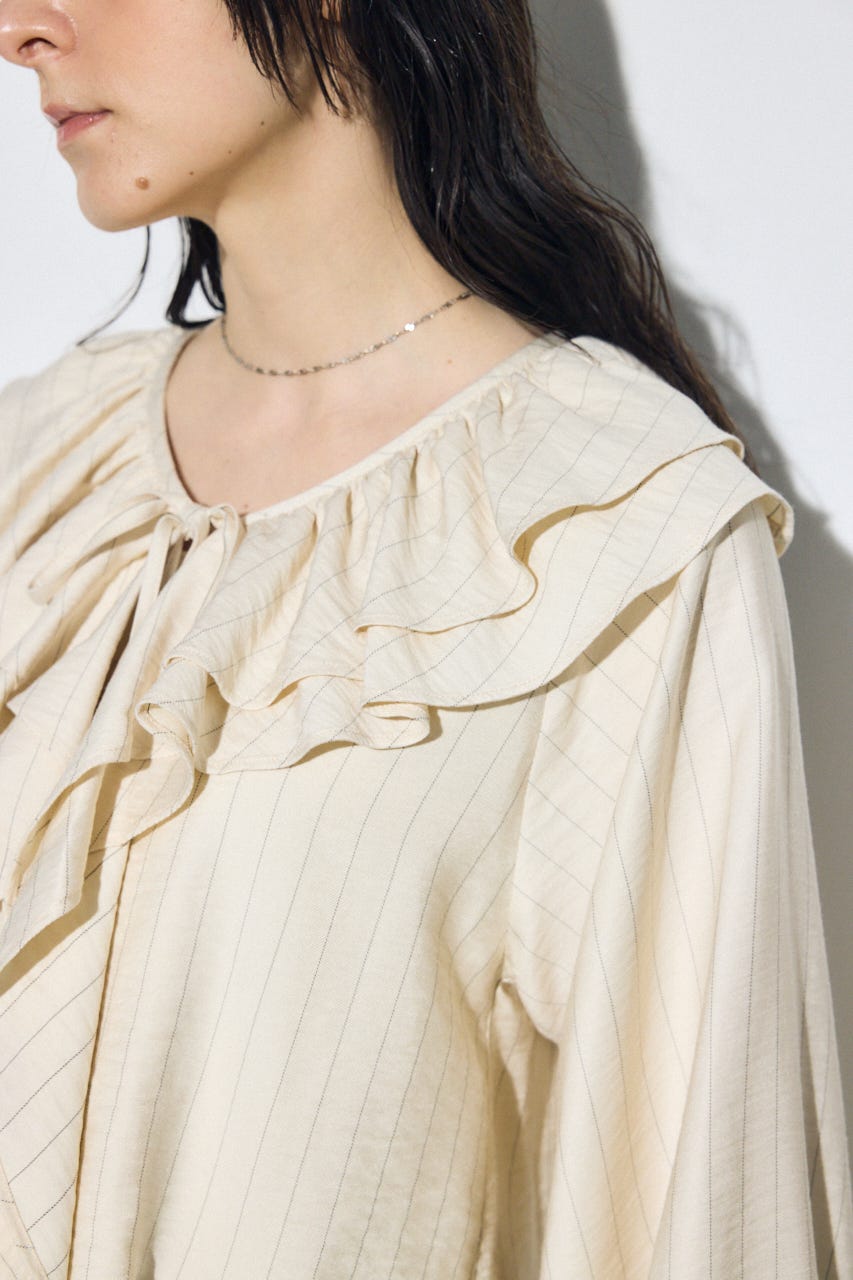 【SS先行アイテム】ラッフルロングスリーブブラウス Stripe FREE