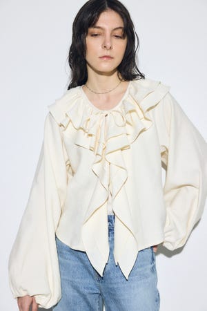 【SS先行アイテム】ラッフルロングスリーブブラウス