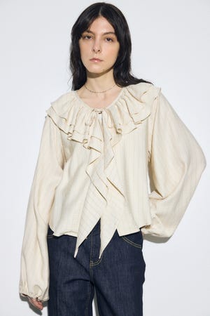 【SS先行アイテム】ラッフルロングスリーブブラウス