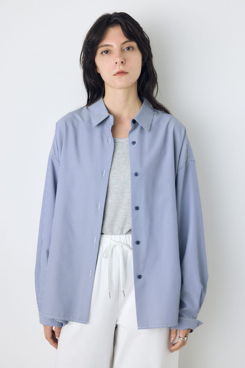 レギュラーカラーオーバーシルエットシャツ 柄NVY S