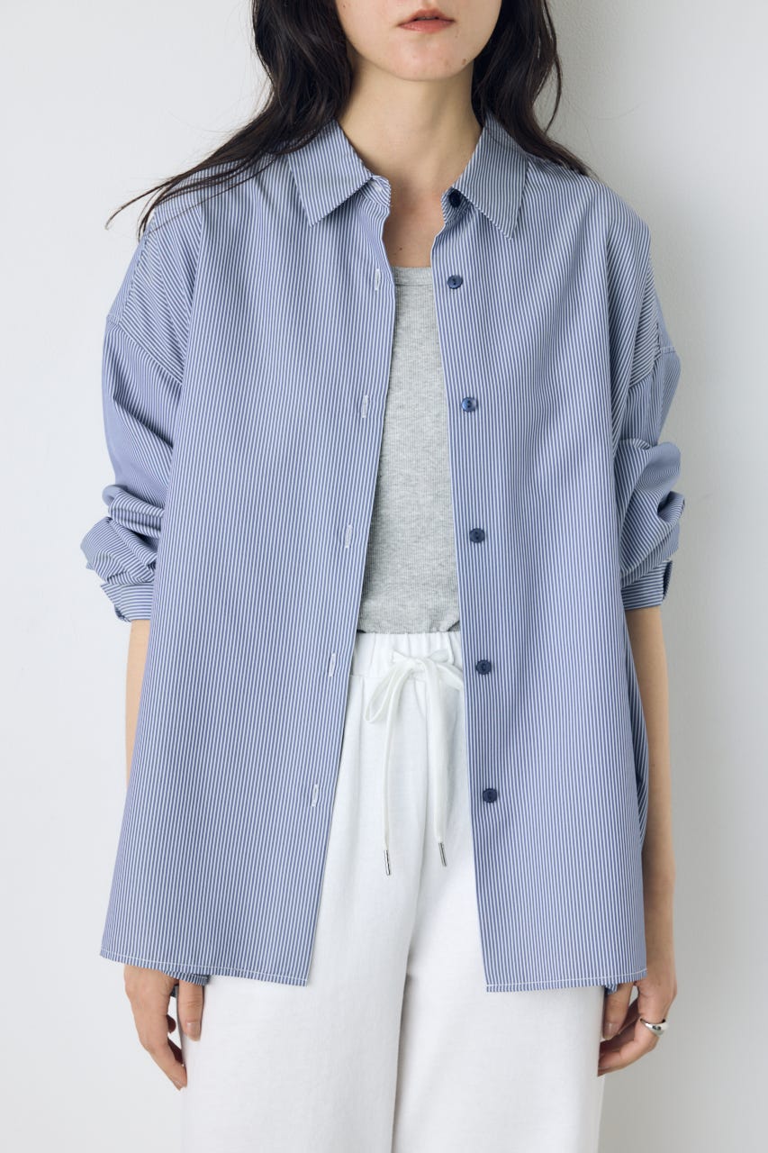 レギュラーカラーオーバーシルエットシャツ 柄NVY S