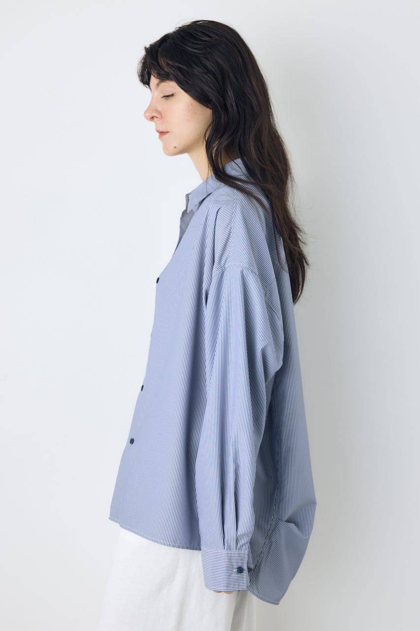 レギュラーカラーオーバーシルエットシャツ 柄NVY S