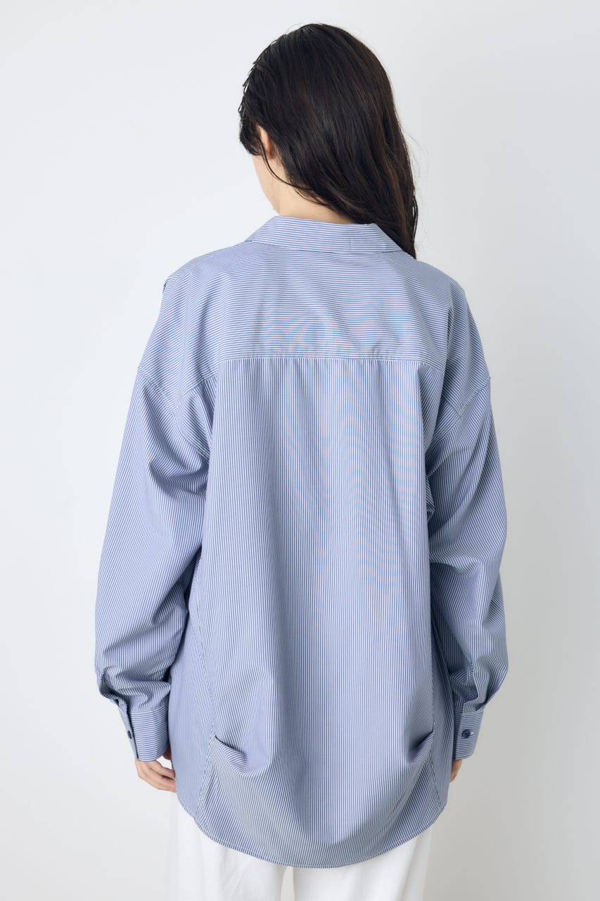 レギュラーカラーオーバーシルエットシャツ 柄NVY S