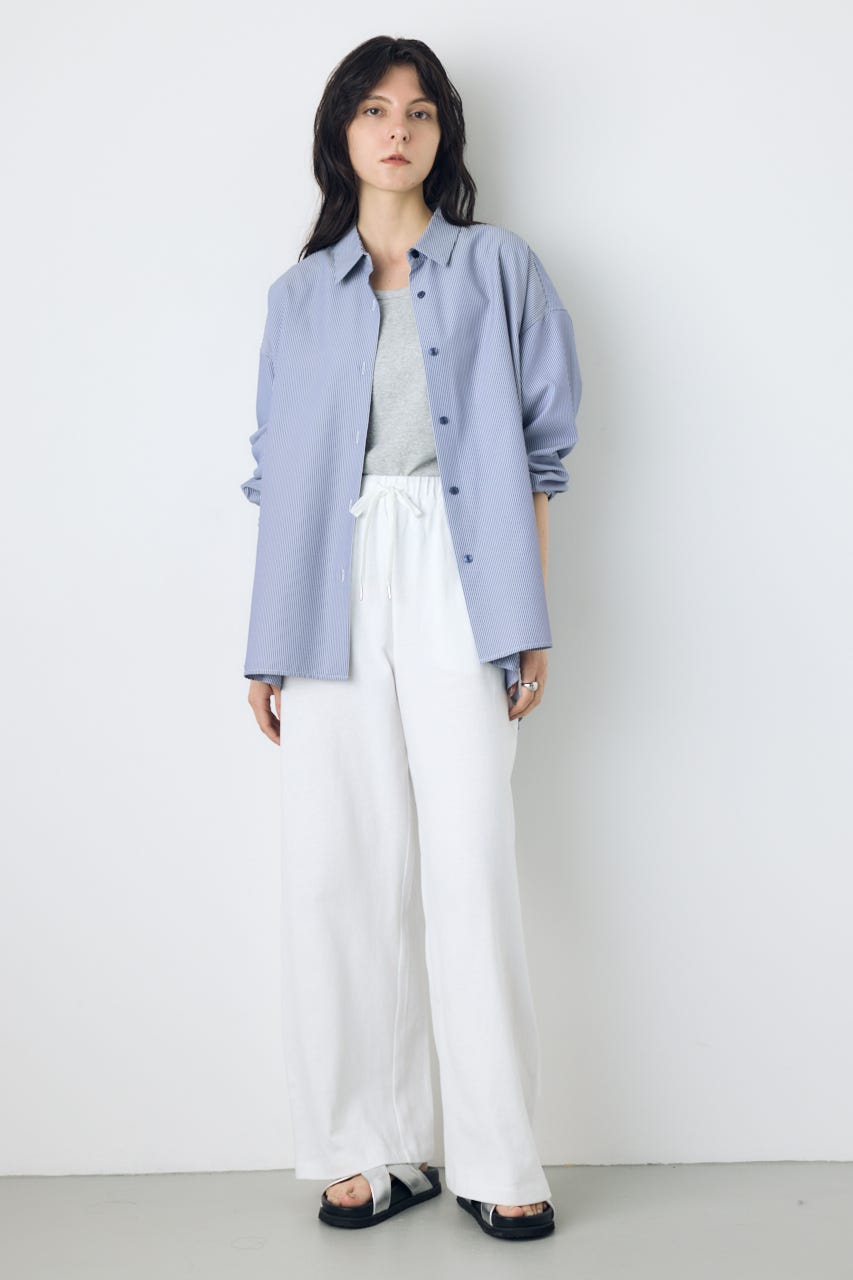 レギュラーカラーオーバーシルエットシャツ 柄NVY S