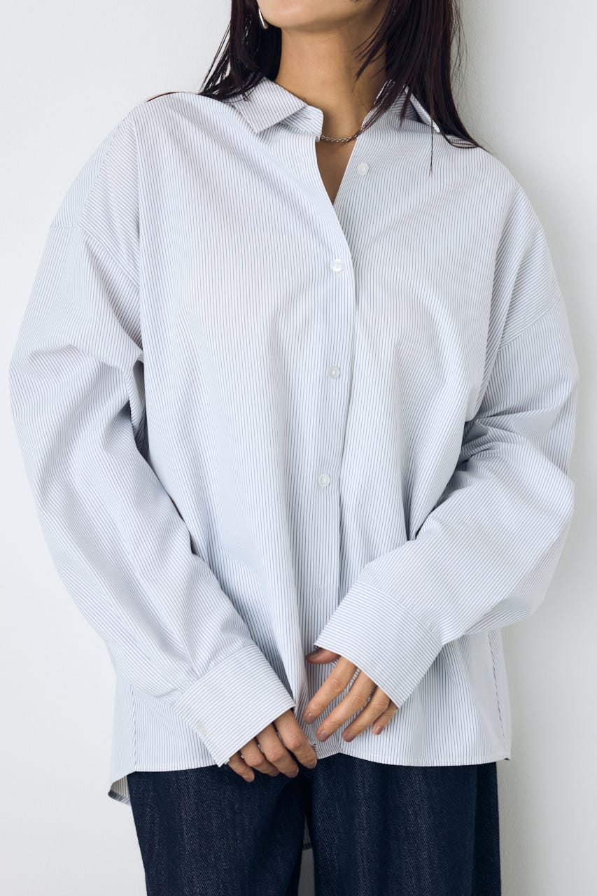レギュラーカラーオーバーシルエットシャツ 柄WHT M