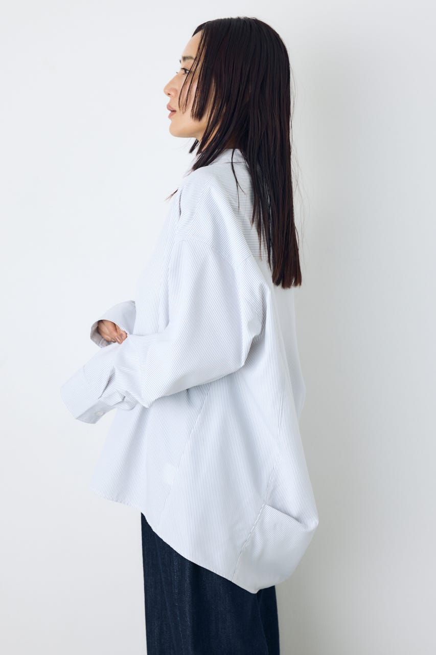 レギュラーカラーオーバーシルエットシャツ 柄WHT M