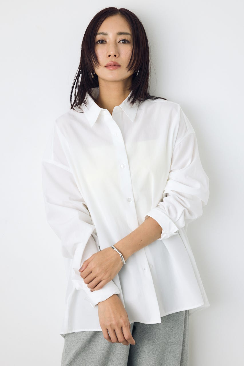 レギュラーカラーオーバーシルエットシャツ O/WHT S