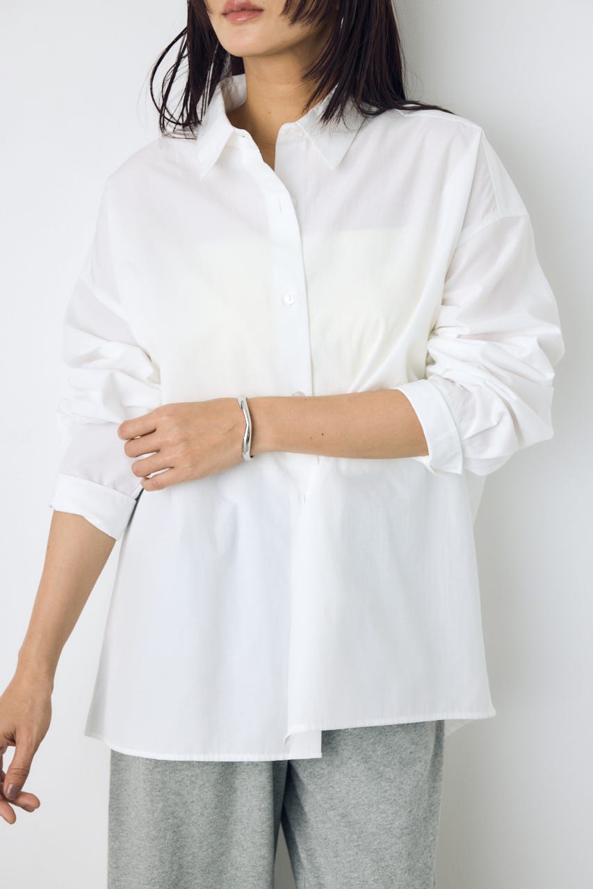 レギュラーカラーオーバーシルエットシャツ O/WHT S