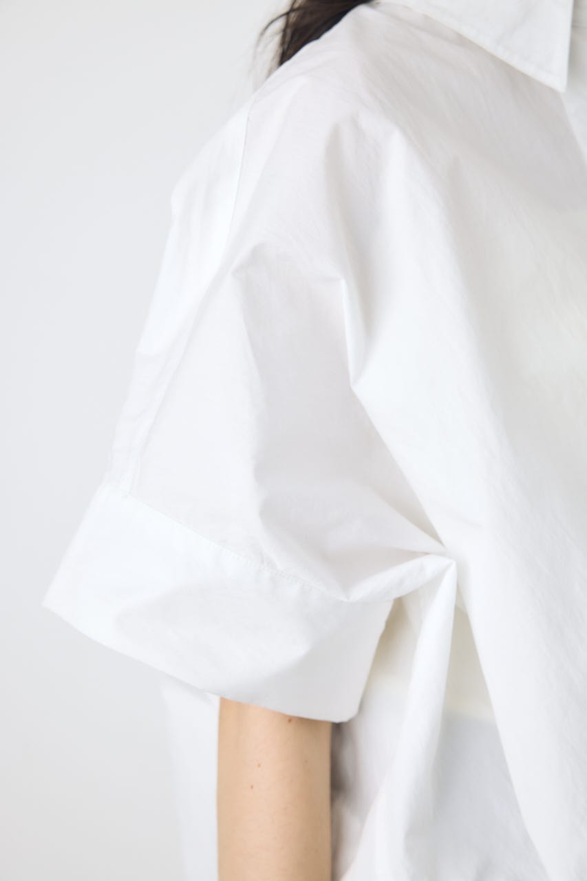 フロントタック半袖ドルマンブラウス O/WHT M