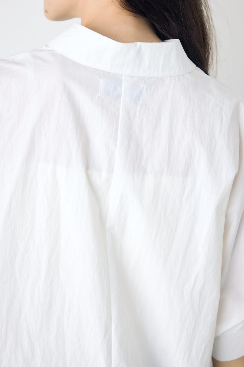 フロントタック半袖ドルマンブラウス O/WHT M