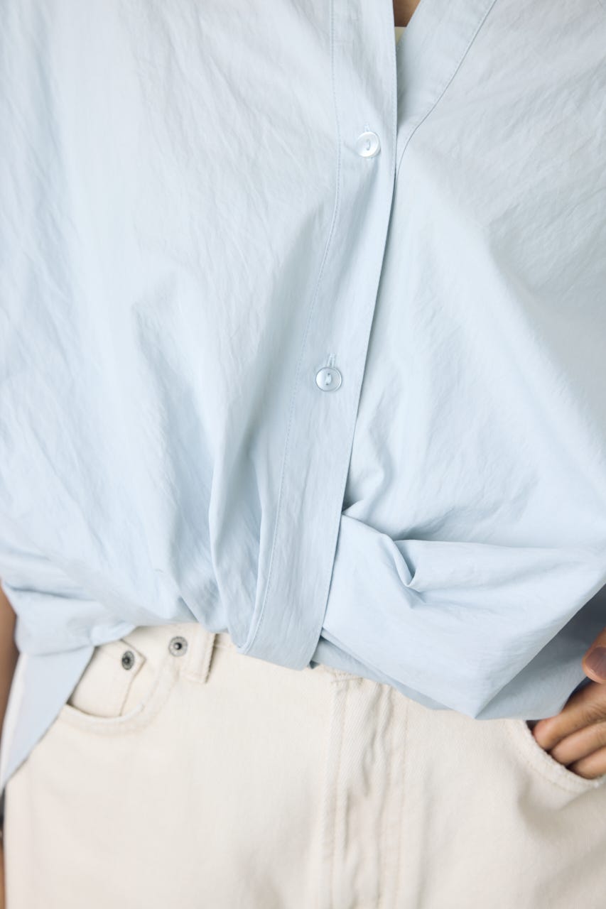 フロントタック半袖ドルマンブラウス SAX M