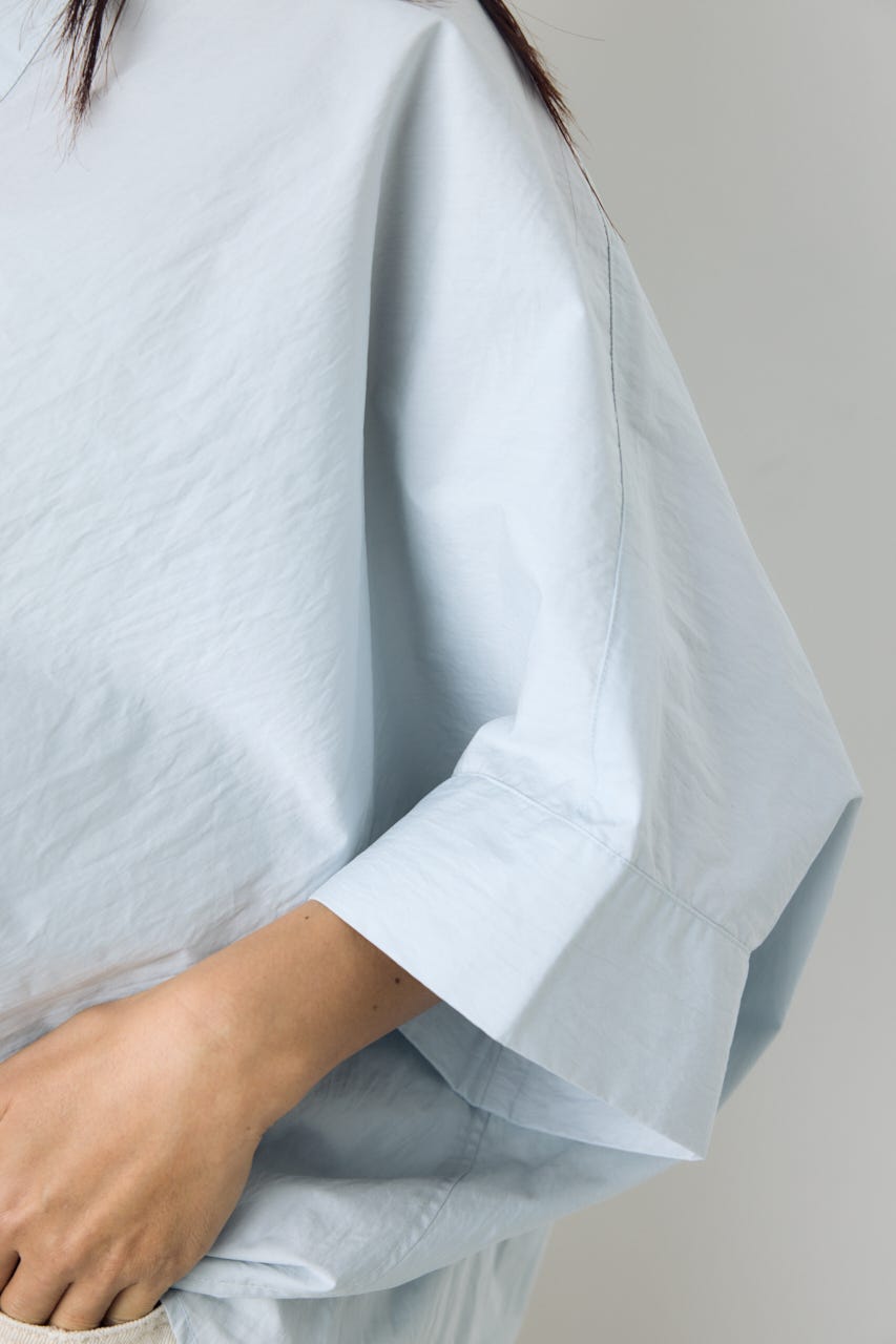 フロントタック半袖ドルマンブラウス SAX M