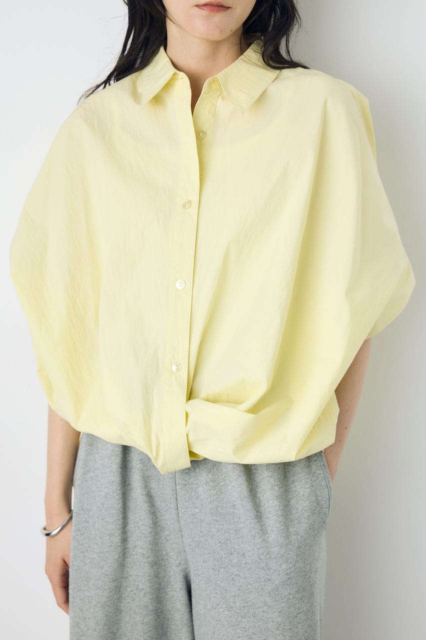 フロントタック半袖ドルマンブラウス YEL M