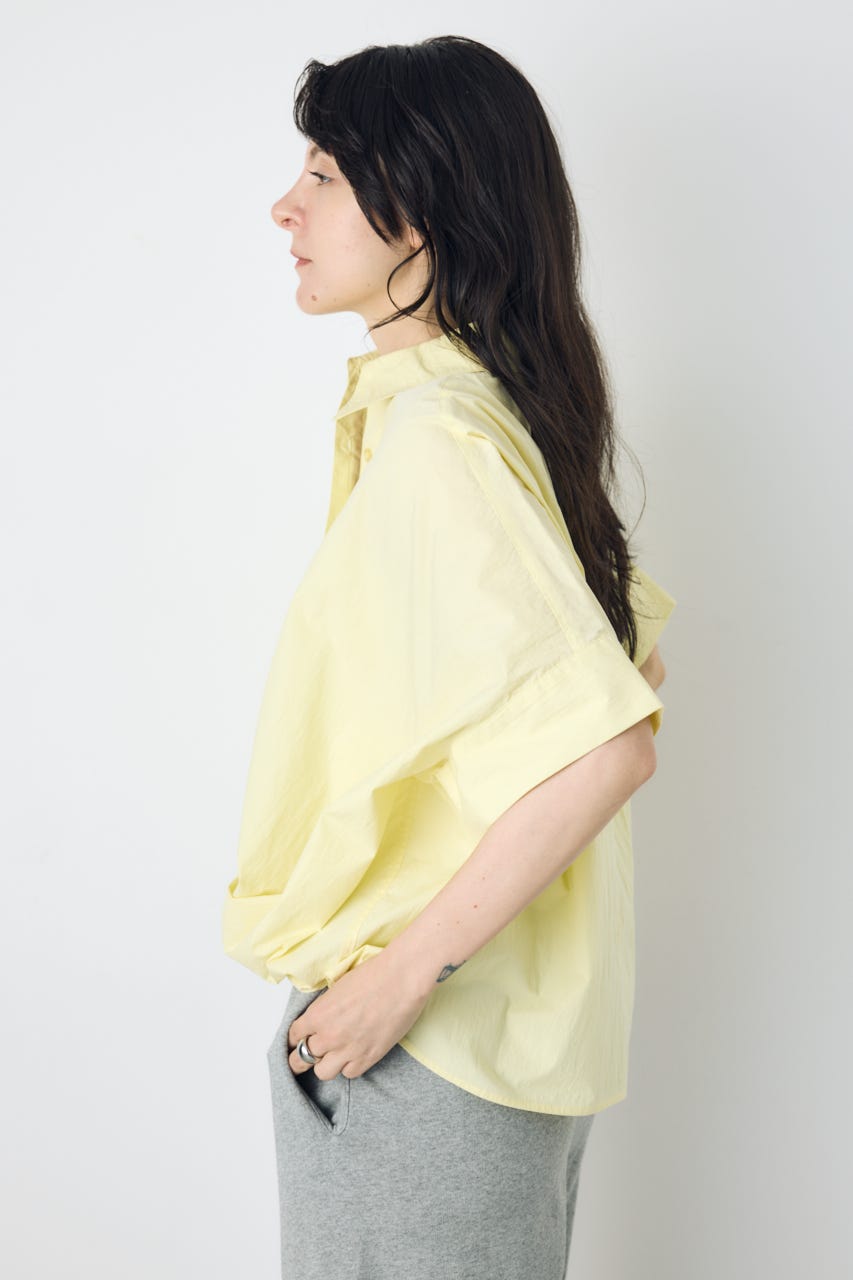 フロントタック半袖ドルマンブラウス YEL M