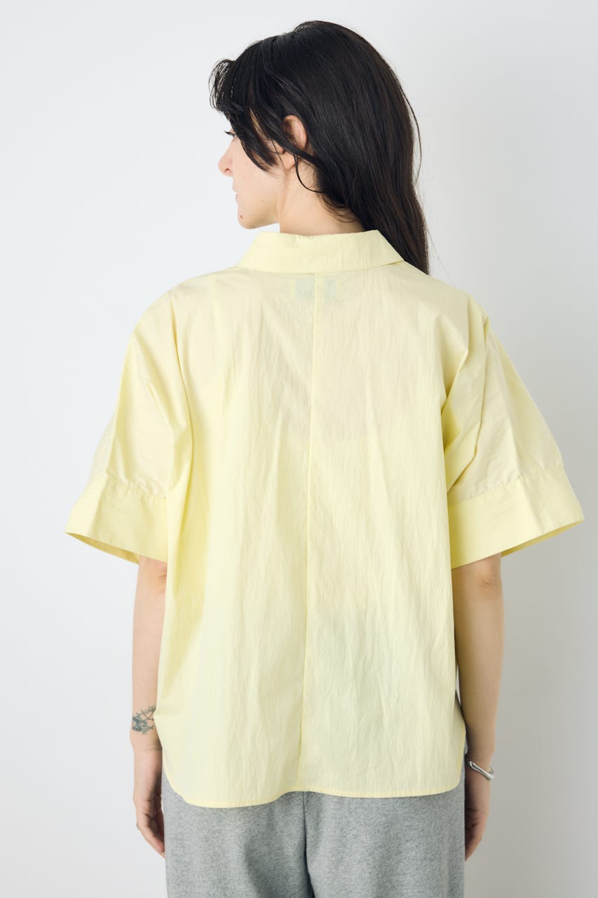 フロントタック半袖ドルマンブラウス YEL M