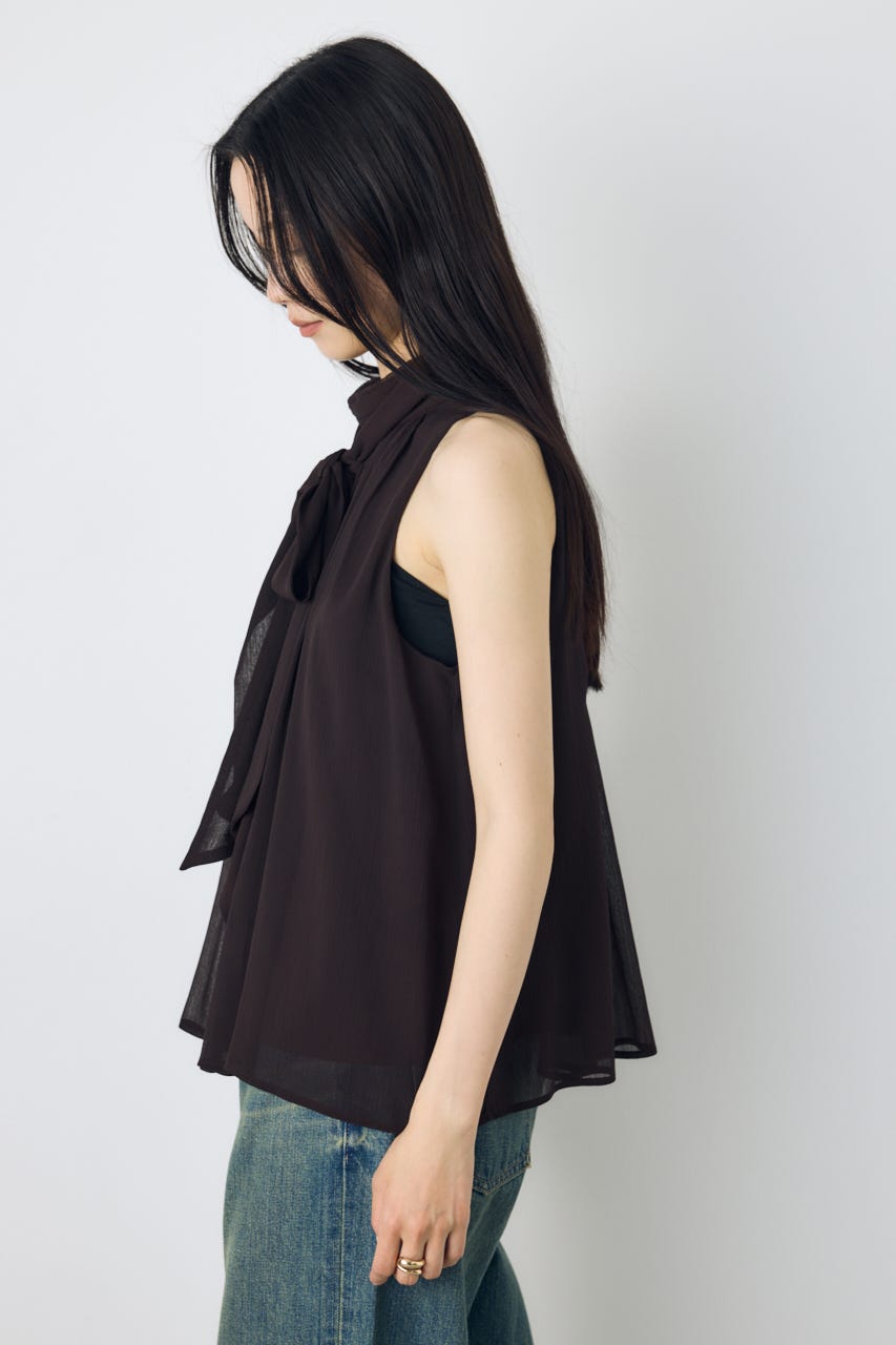 シフォンノースリーブブラウス BRN M
