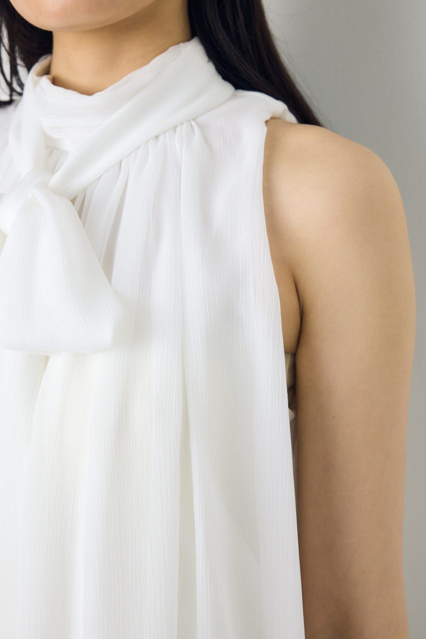 シフォンノースリーブブラウス O/WHT M