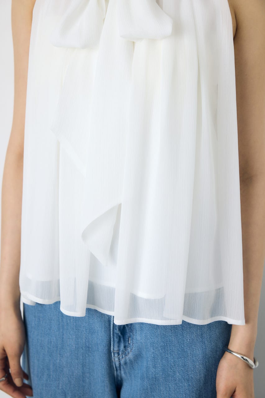 シフォンノースリーブブラウス O/WHT M