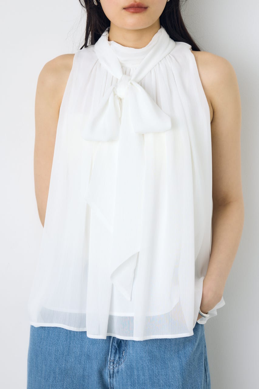 シフォンノースリーブブラウス O/WHT M