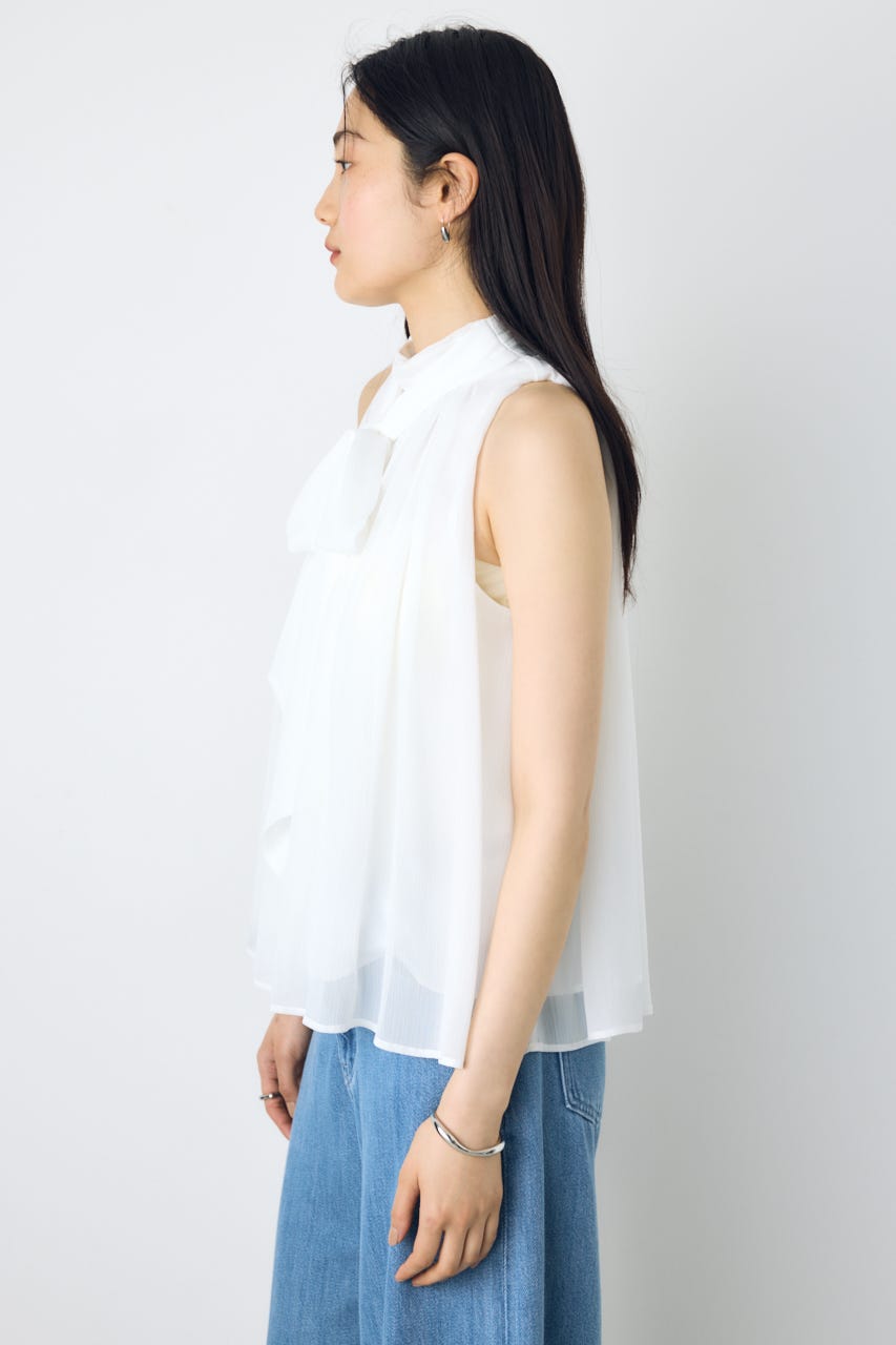 シフォンノースリーブブラウス O/WHT M