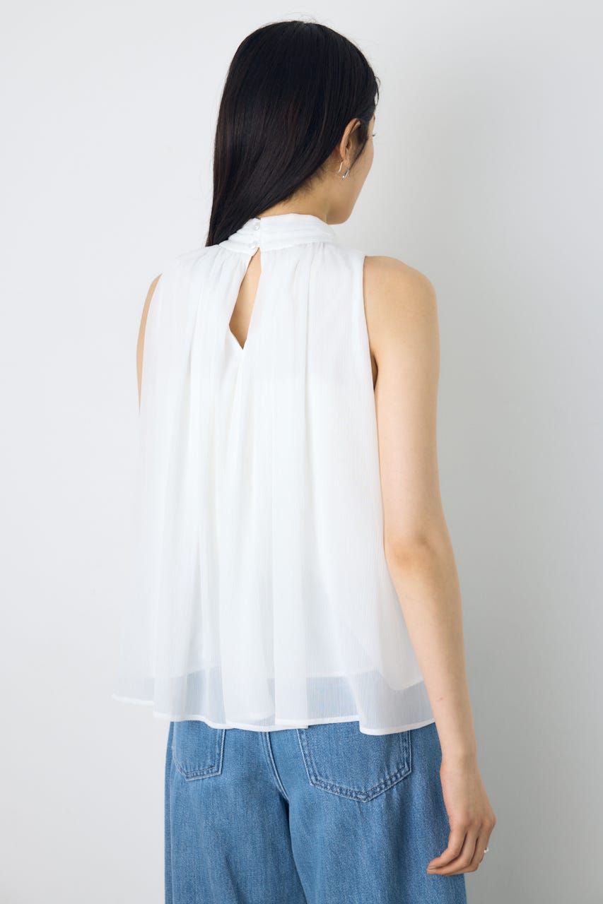 シフォンノースリーブブラウス O/WHT M
