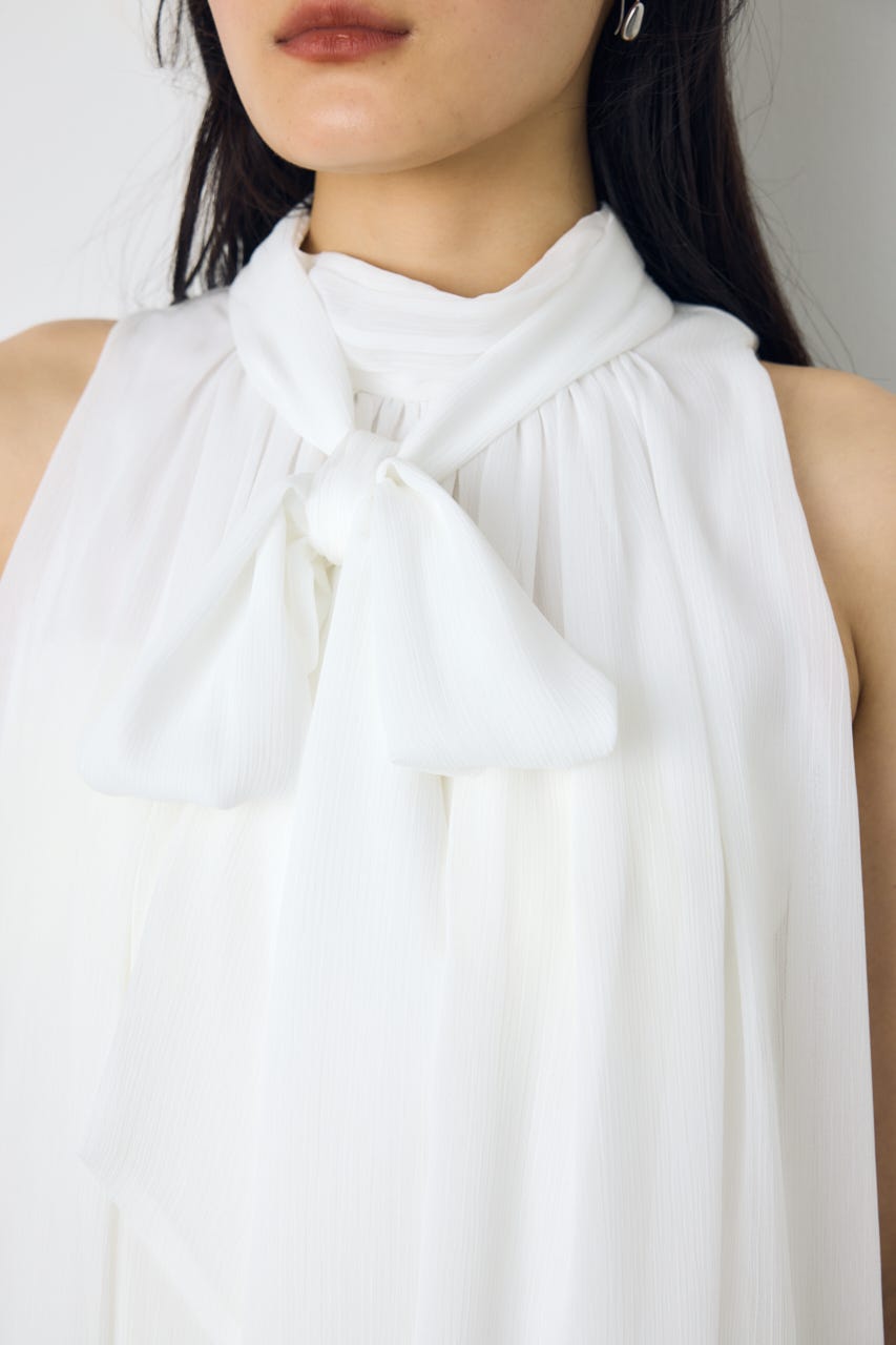 シフォンノースリーブブラウス O/WHT M