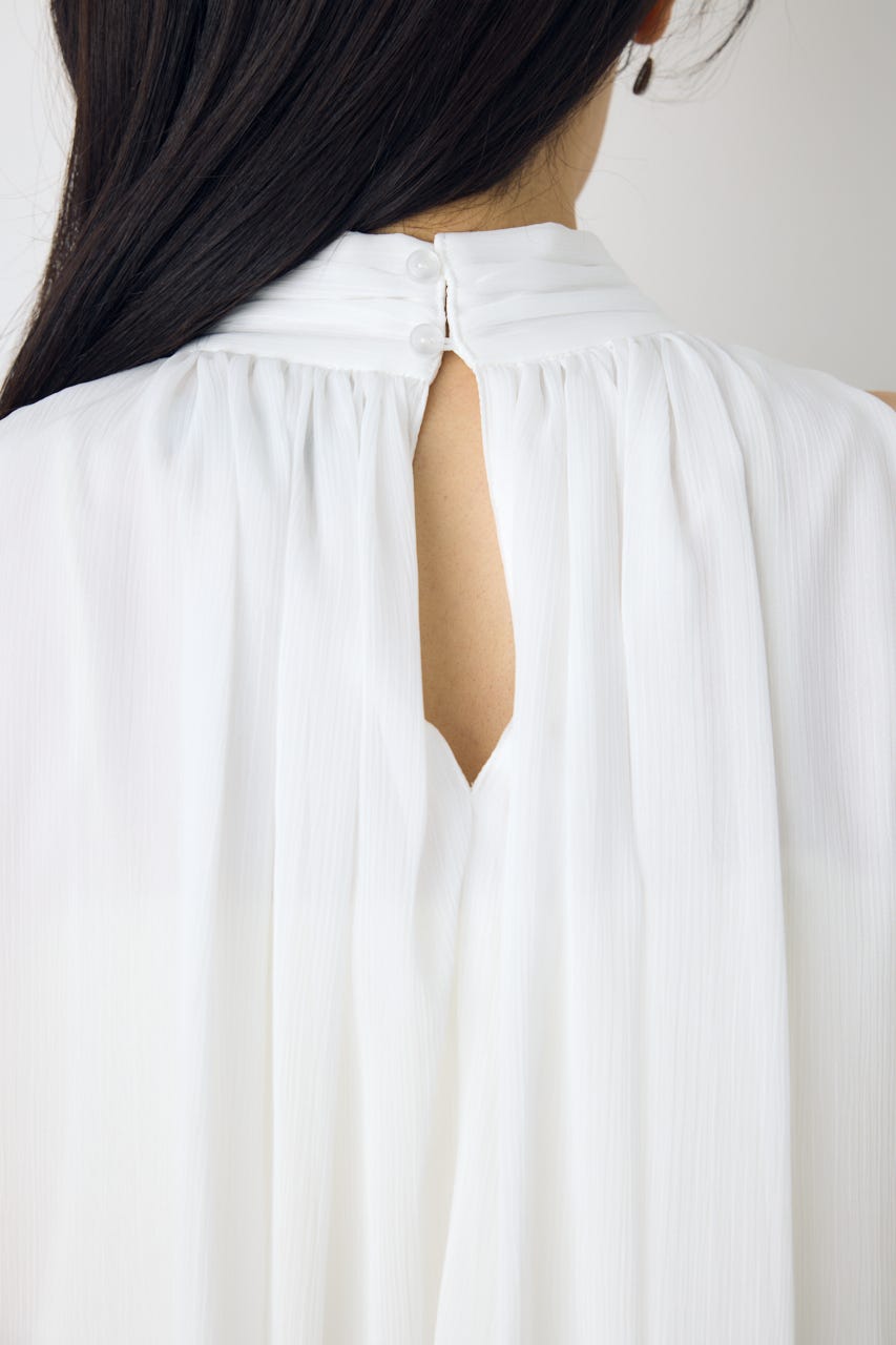 シフォンノースリーブブラウス O/WHT M