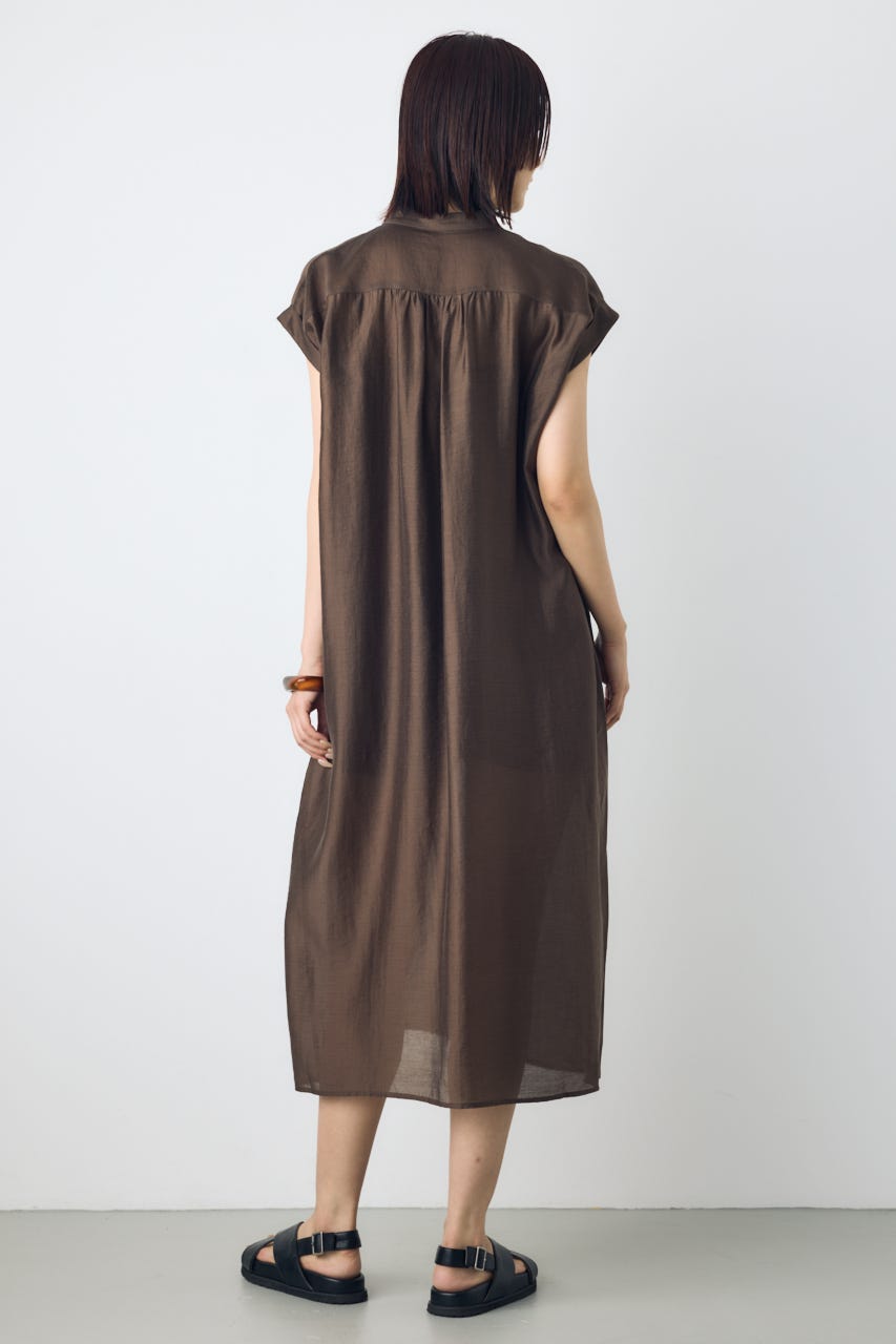 フレンチスリーブロングシャツワンピース BRN M