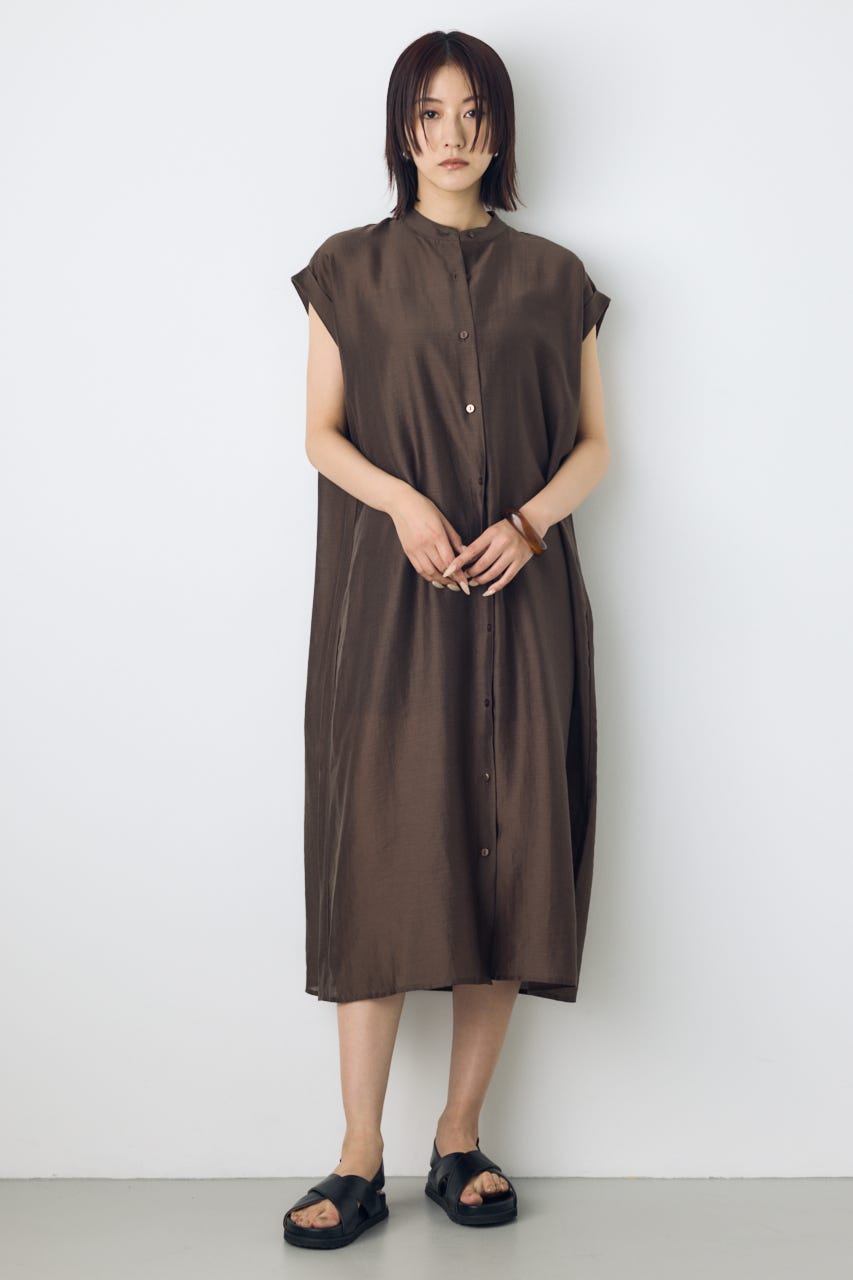 フレンチスリーブロングシャツワンピース BRN M