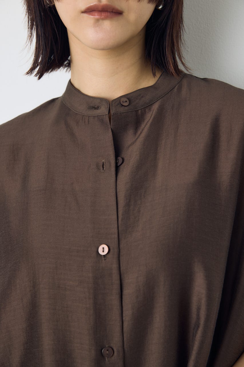 フレンチスリーブロングシャツワンピース BRN M