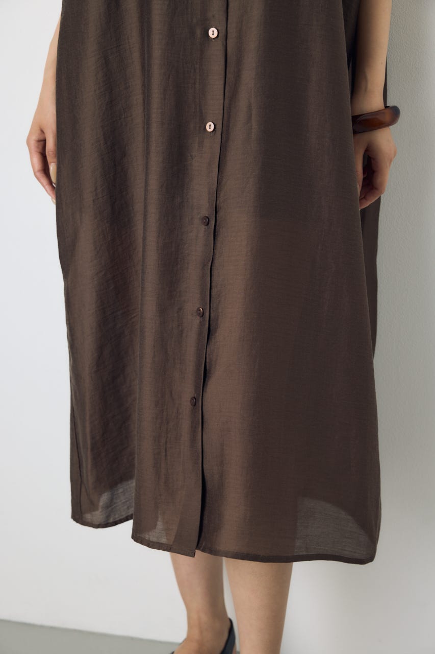 フレンチスリーブロングシャツワンピース BRN M