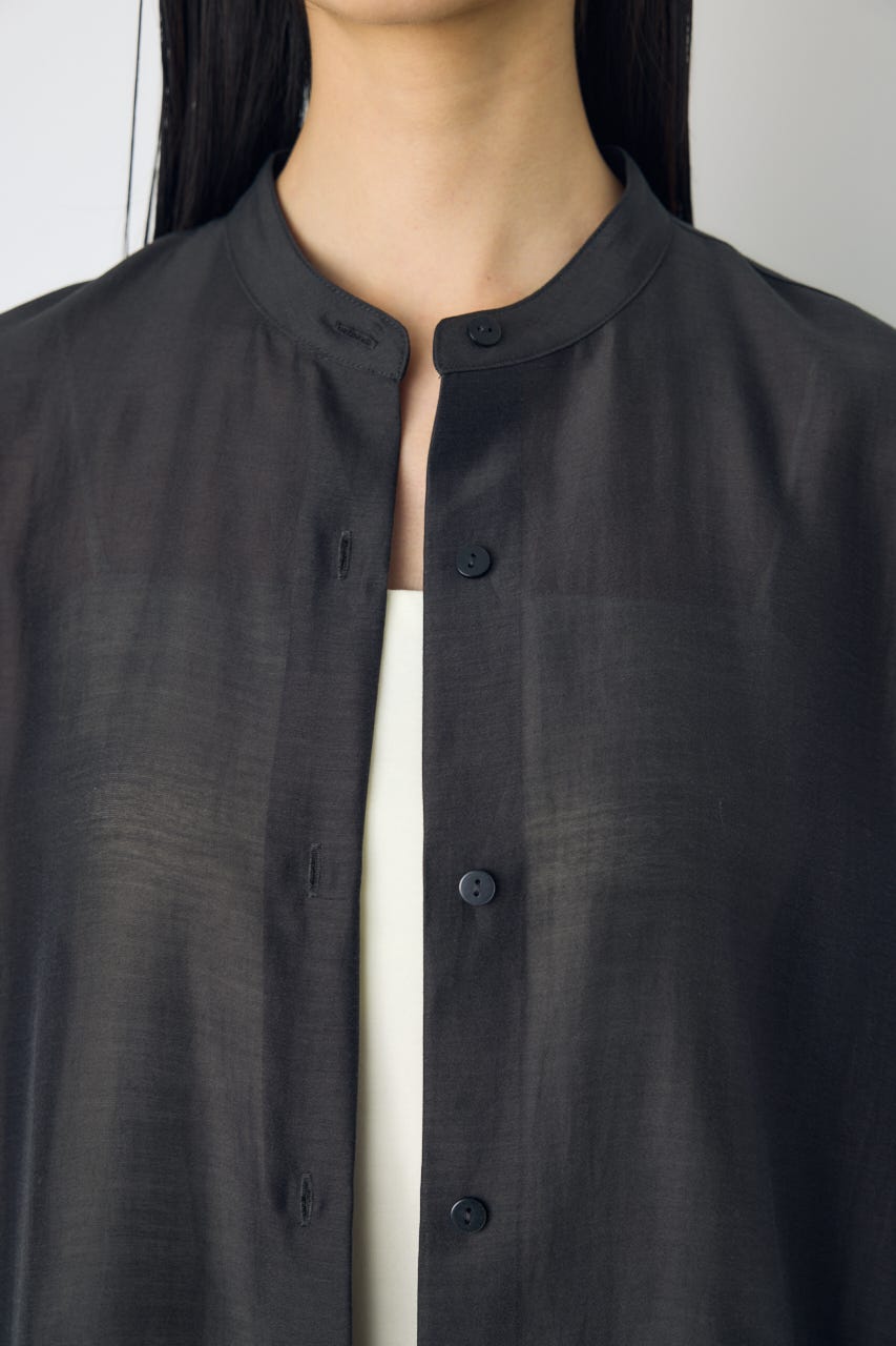 フレンチスリーブロングシャツワンピース L/BLK M