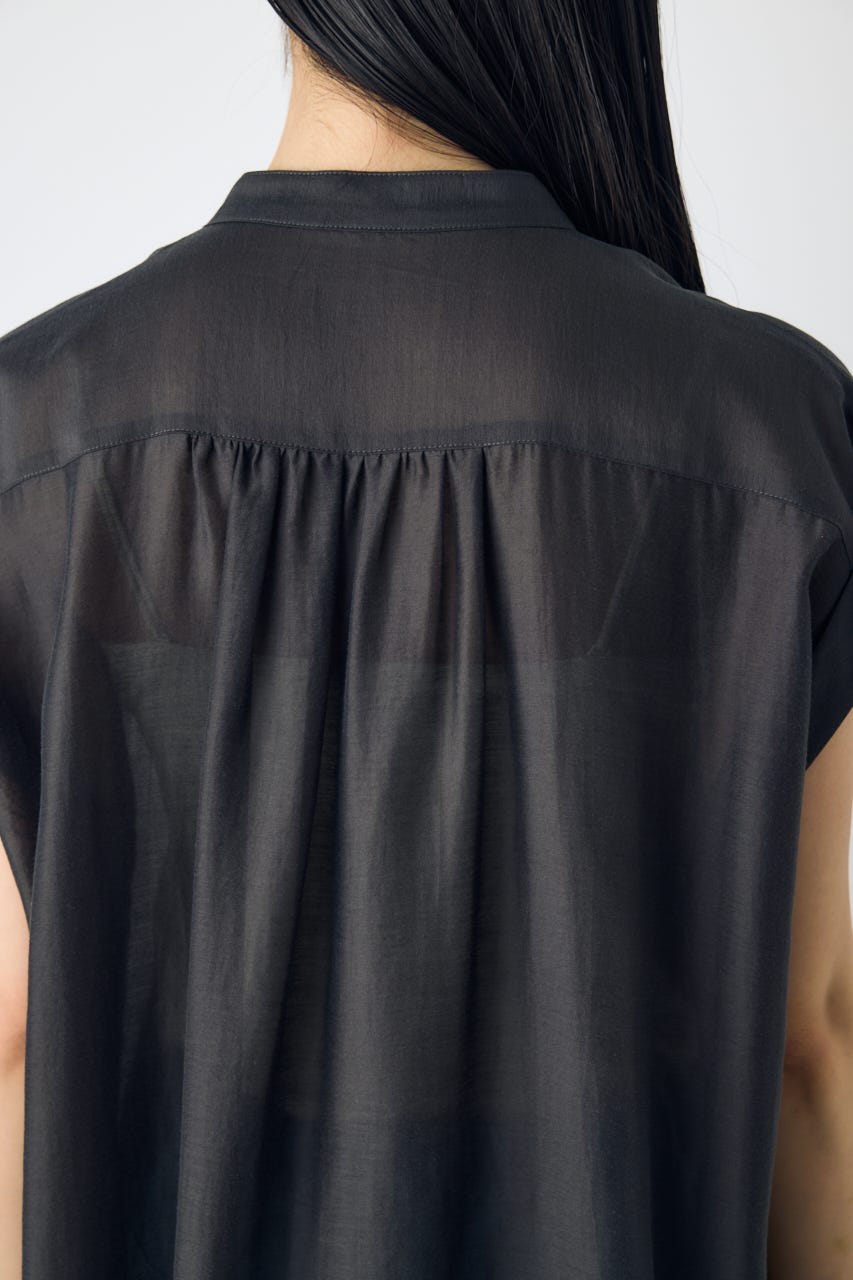フレンチスリーブロングシャツワンピース L/BLK M