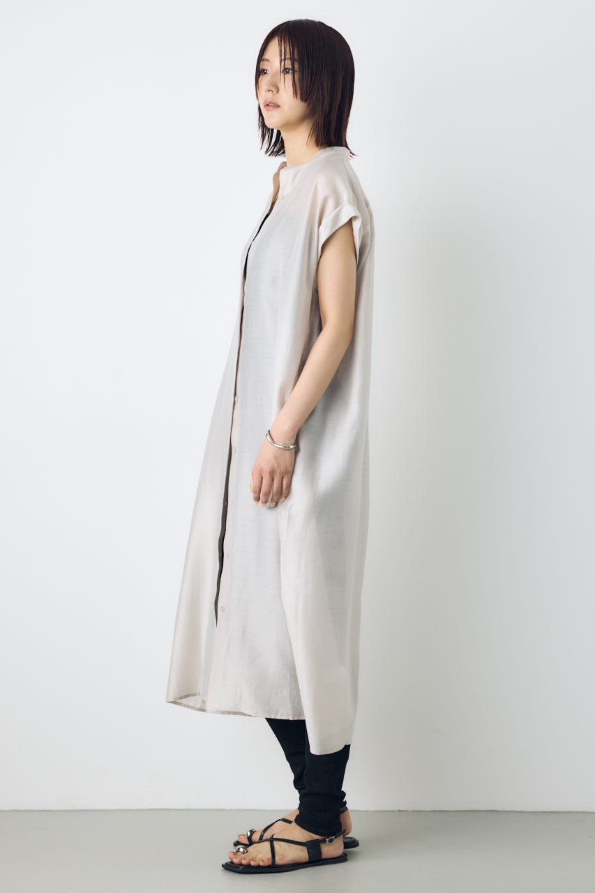 フレンチスリーブロングシャツワンピース L/GRY M