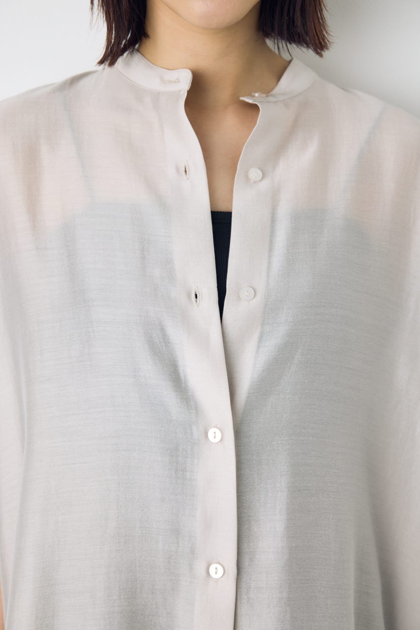 フレンチスリーブロングシャツワンピース L/GRY M