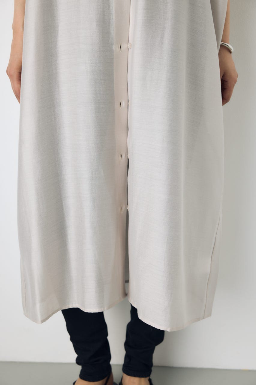 フレンチスリーブロングシャツワンピース L/GRY M