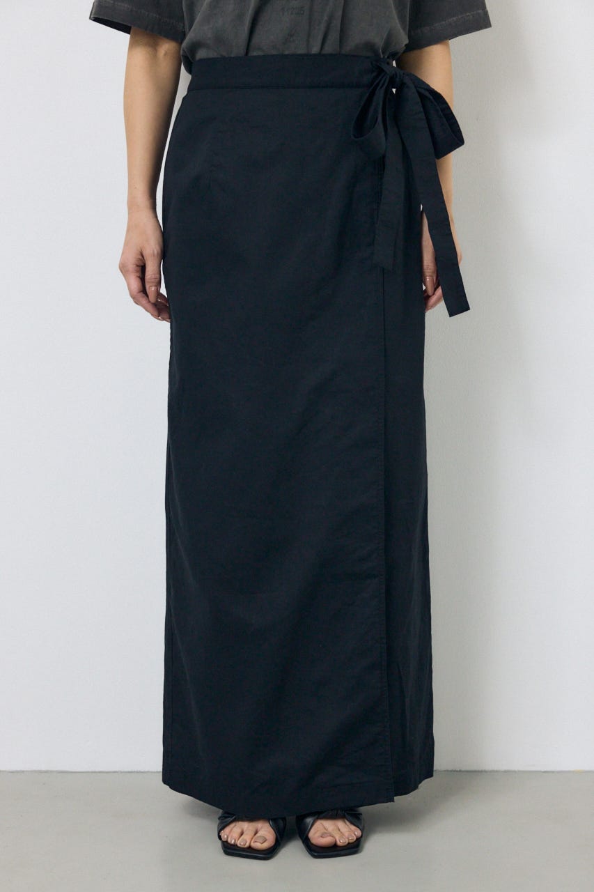 ソフトリネンラップスカート BLK S