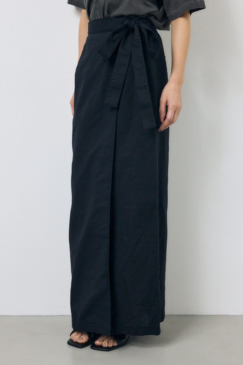 ソフトリネンラップスカート BLK S
