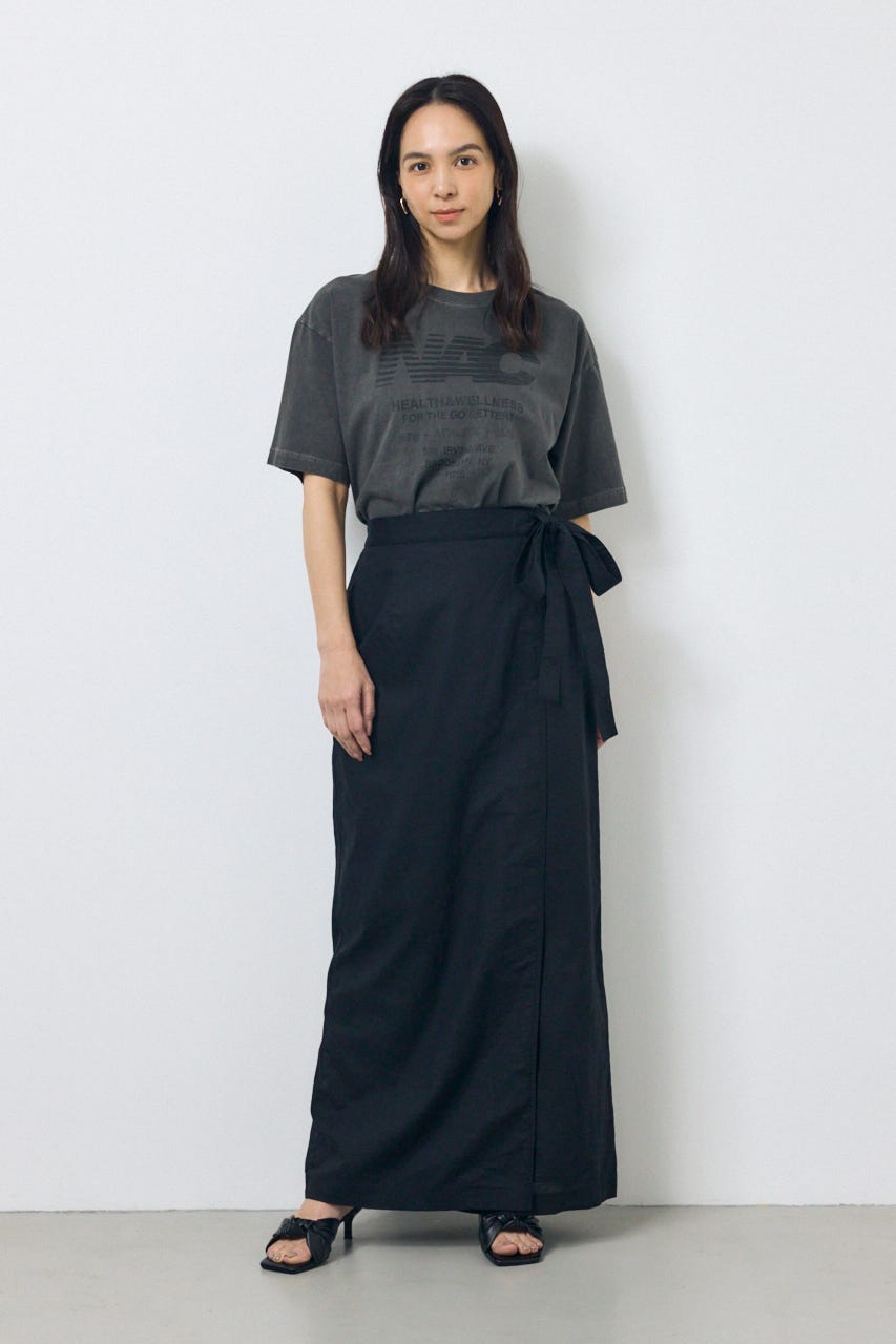 ソフトリネンラップスカート BLK S