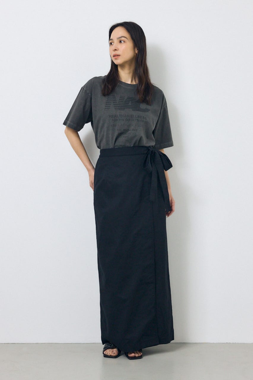 ソフトリネンラップスカート BLK S