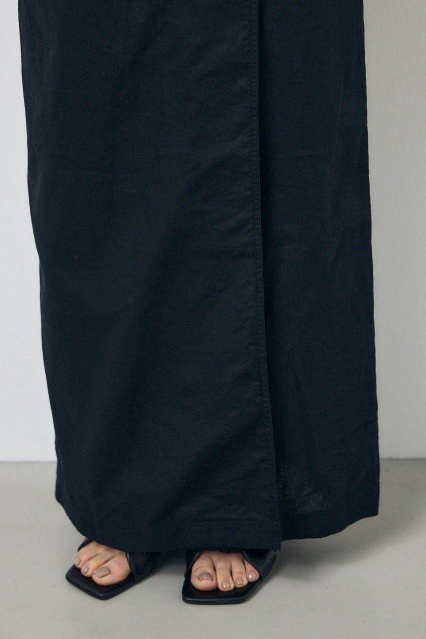 ソフトリネンラップスカート BLK S
