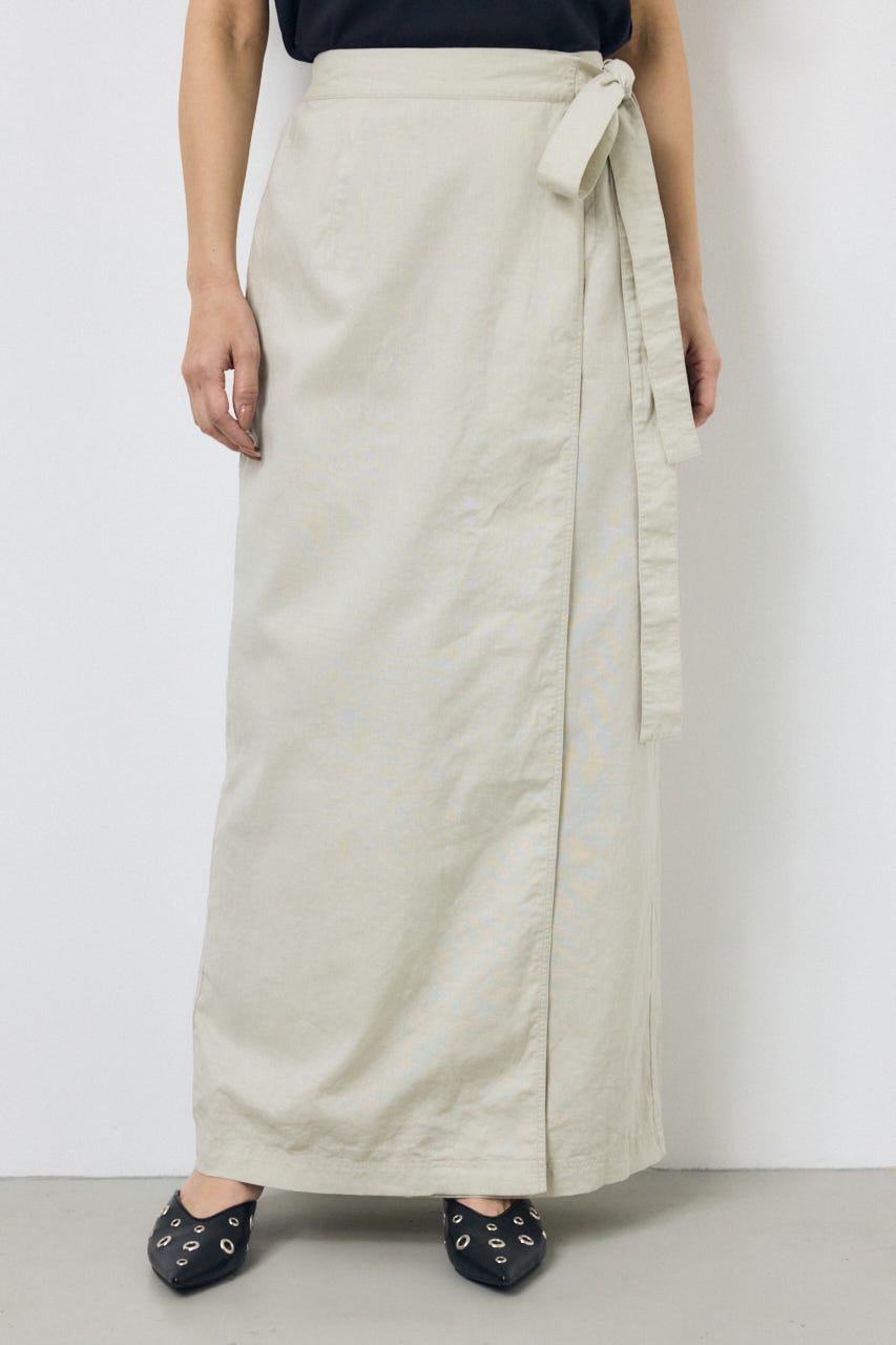 ソフトリネンラップスカート L/BEG S