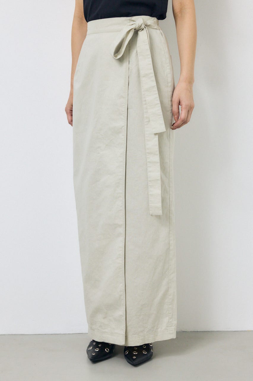 ソフトリネンラップスカート L/BEG S