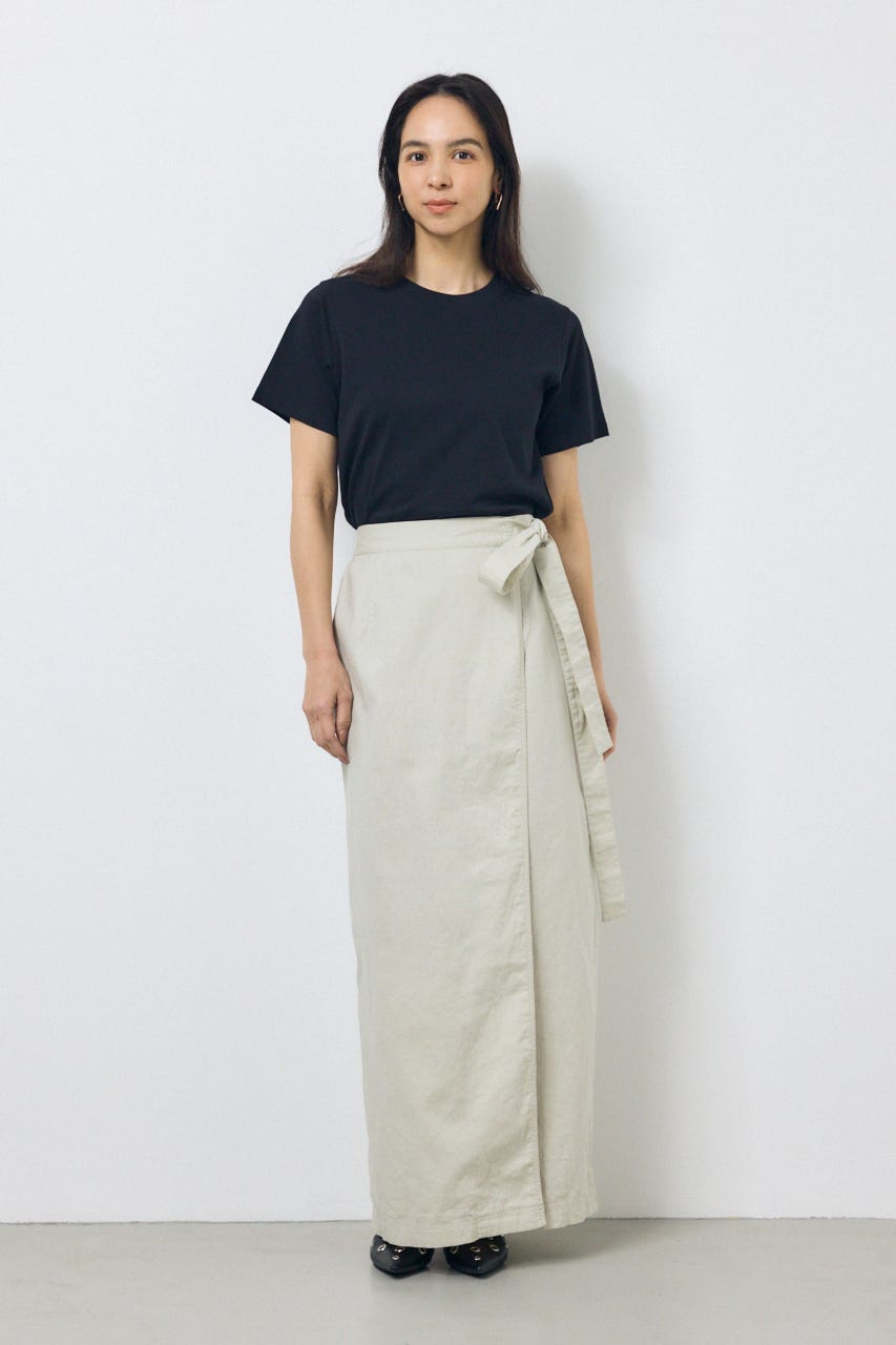 ソフトリネンラップスカート L/BEG S