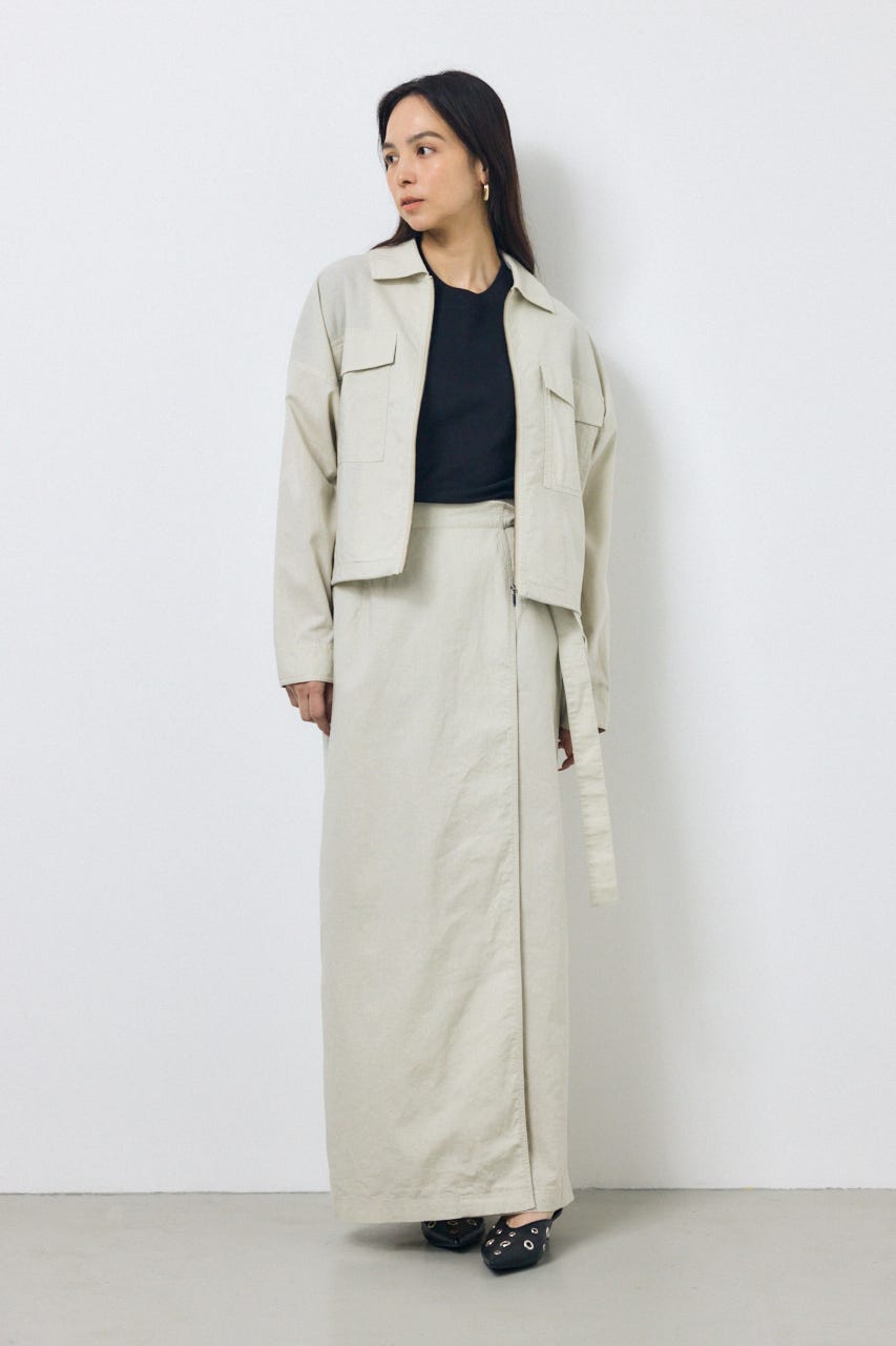 ソフトリネンラップスカート L/BEG S